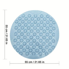 Textured Surface Shower Mat Round Non slip Bath Mat With Drain Hole