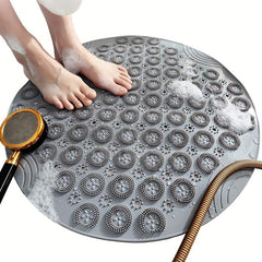 Textured Surface Shower Mat Round Non slip Bath Mat With Drain Hole
