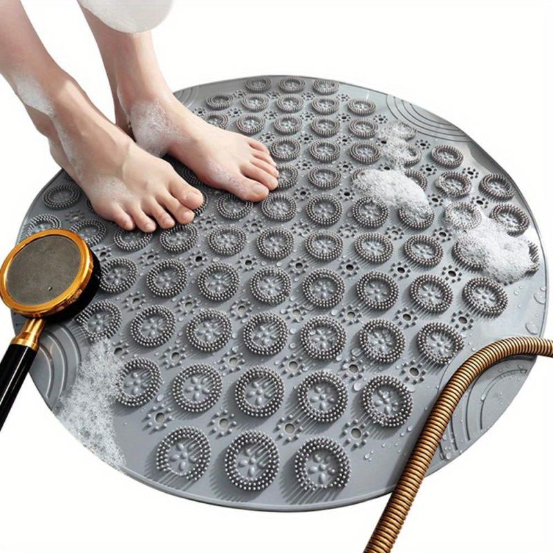 Textured Surface Shower Mat Round Non slip Bath Mat With Drain Hole