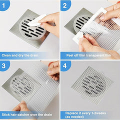 10pcs Shower Drain Hair Catcher Stickers Mesh Covers Hair Catchers