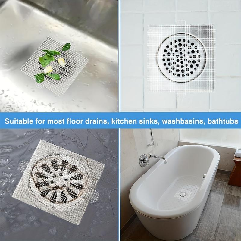 10pcs Shower Drain Hair Catcher Stickers Mesh Covers Hair Catchers