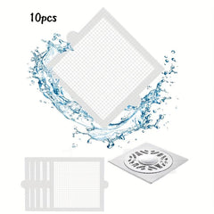 10pcs Shower Drain Hair Catcher Stickers Mesh Covers Hair Catchers
