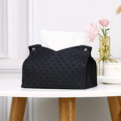 Stylish PU Leather Tissue Box Woven Design Home Storage