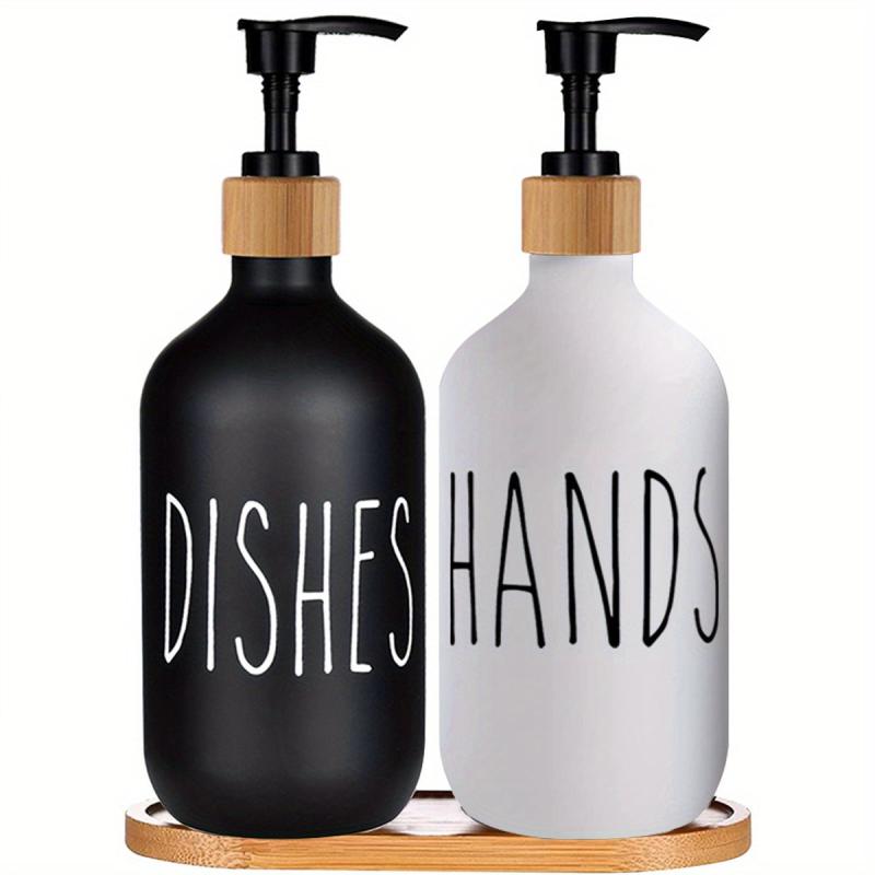 Matte Liquid Soap Storage Bottle with Wooden Tray