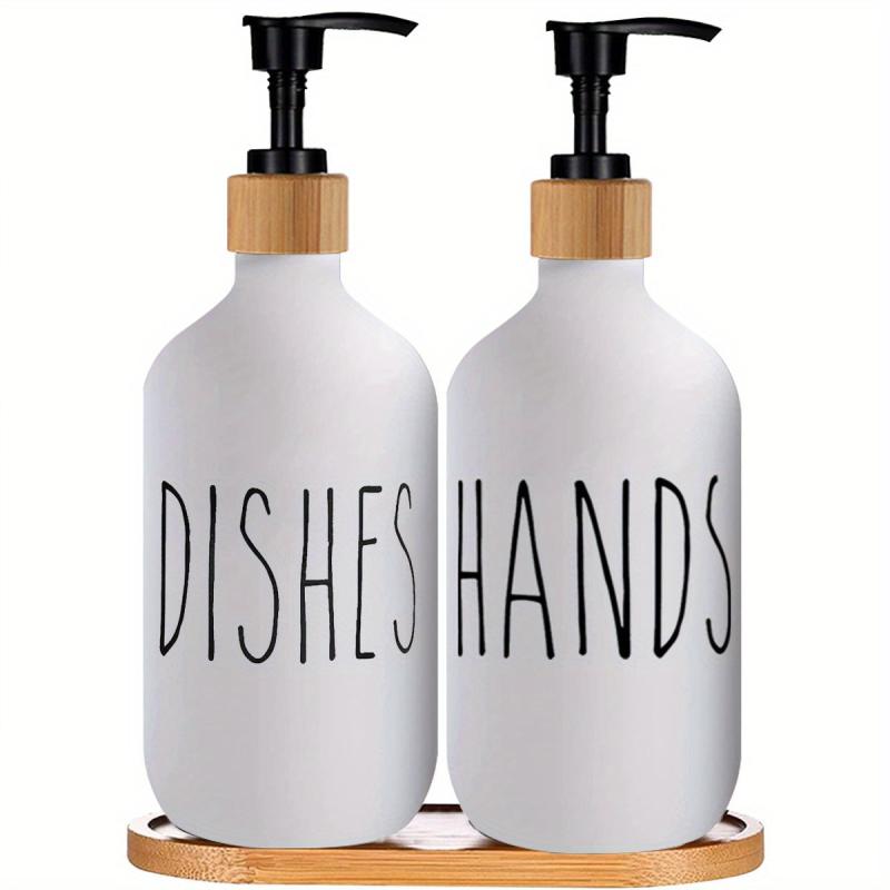 Matte Liquid Soap Storage Bottle with Wooden Tray