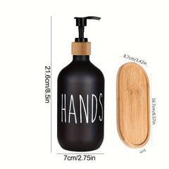 Matte Liquid Soap Storage Bottle with Wooden Tray