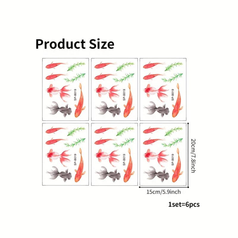 6pcs Chinese Fish Bathtub Non Slip Sticker