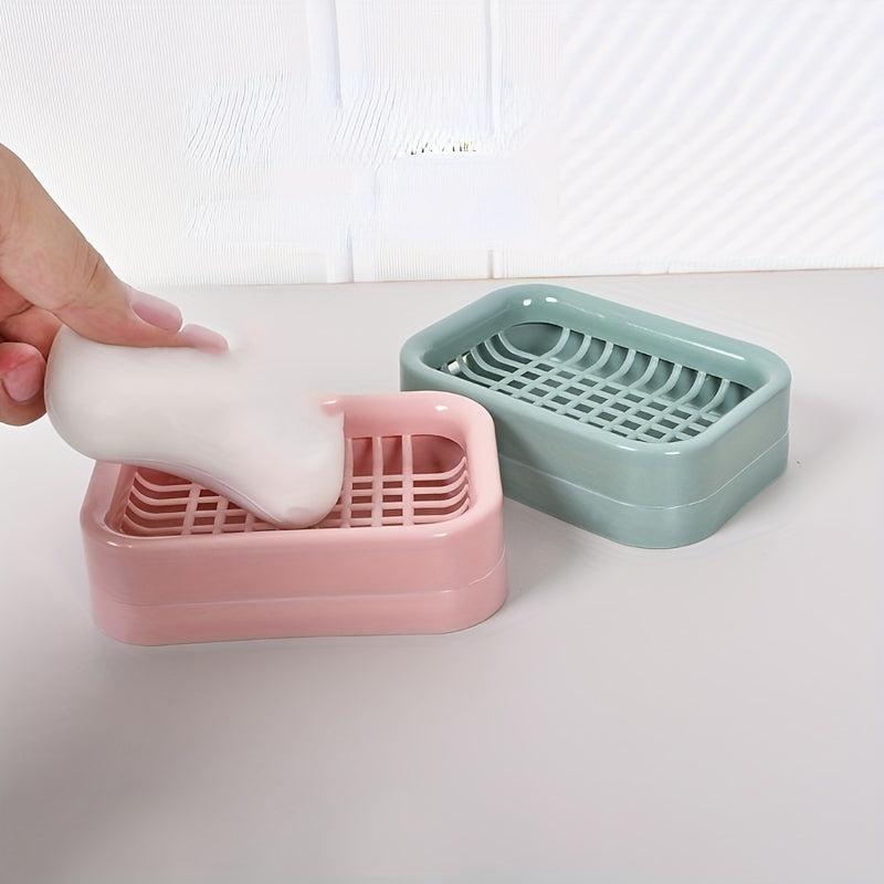 Double Layer Soap Box with Drainage Grid for Bathroom