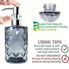 Clear Glass Soap Dispensor 12oz Stainless Steel Pump Lotion Dispensers