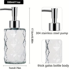Clear Glass Soap Dispensor 12oz Stainless Steel Pump Lotion Dispensers