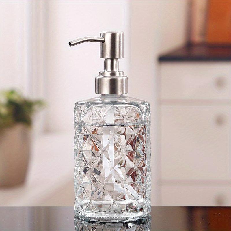 Clear Glass Soap Dispensor 12oz Stainless Steel Pump Lotion Dispensers
