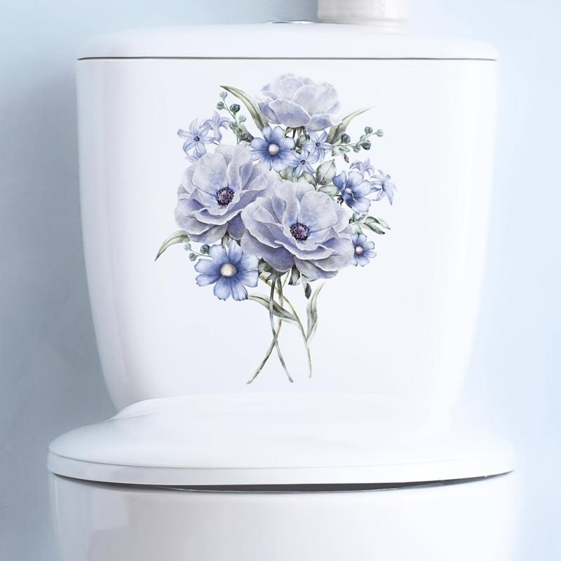 Floral Plant Toilet Sticker Removable Waterproof Vinyl Home Decor
