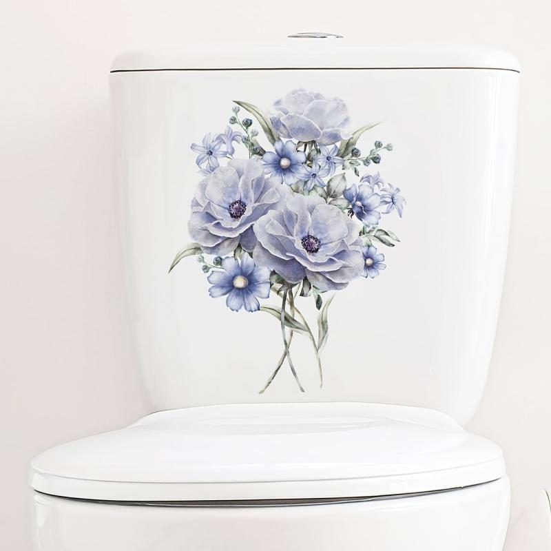 Floral Plant Toilet Sticker Removable Waterproof Vinyl Home Decor