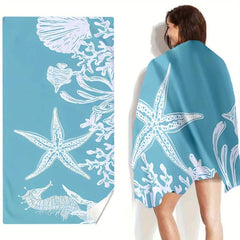 Marine Life Beach Towel Large Microfiber Towel for Soft Absorbent Sun Protection