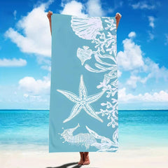 Marine Life Beach Towel Large Microfiber Towel for Soft Absorbent Sun Protection