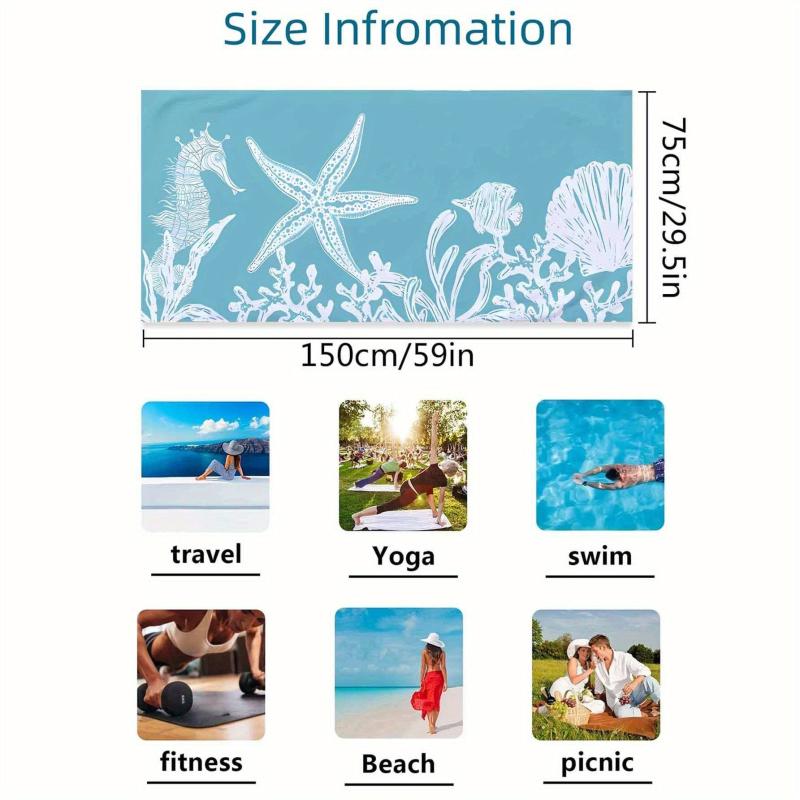 Marine Life Beach Towel Large Microfiber Towel for Soft Absorbent Sun Protection