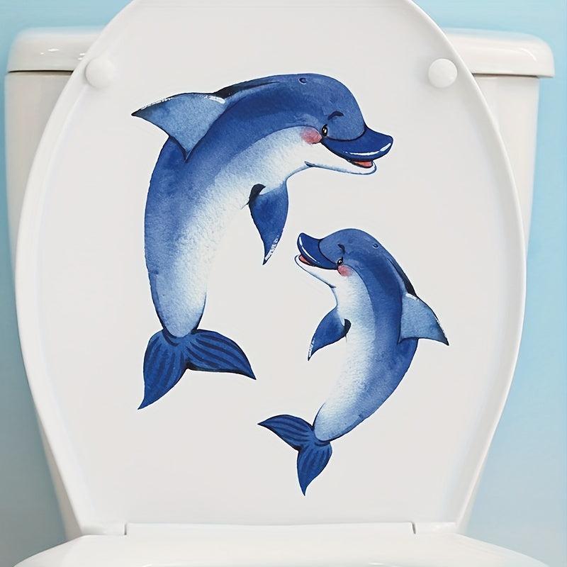 Dolphin Marine Animal Toilet Lid Decal Stickers