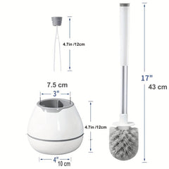 Toilet Bowl Brush And Holder with Durable Scrubbing Bristles