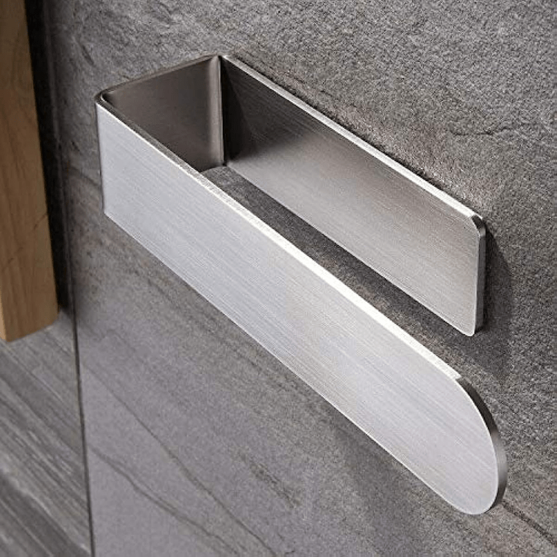 Stainless Steel Wall Mounted Towel Holder Self Adhesive Easy Installation