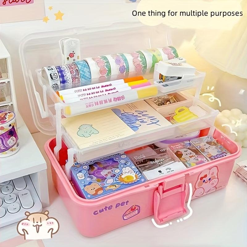 Large 3-Layer Portable Storage Box for Cosmetics, Tools, Nail Art & Supplies