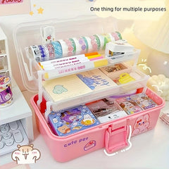 Large 3-Layer Portable Storage Box for Cosmetics, Tools, Nail Art & Supplies
