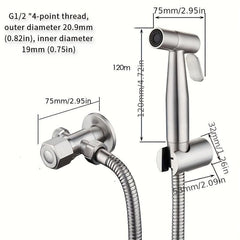 Stainless Steel Hand Spray Bidet Set for Bathroom Wall Mounted