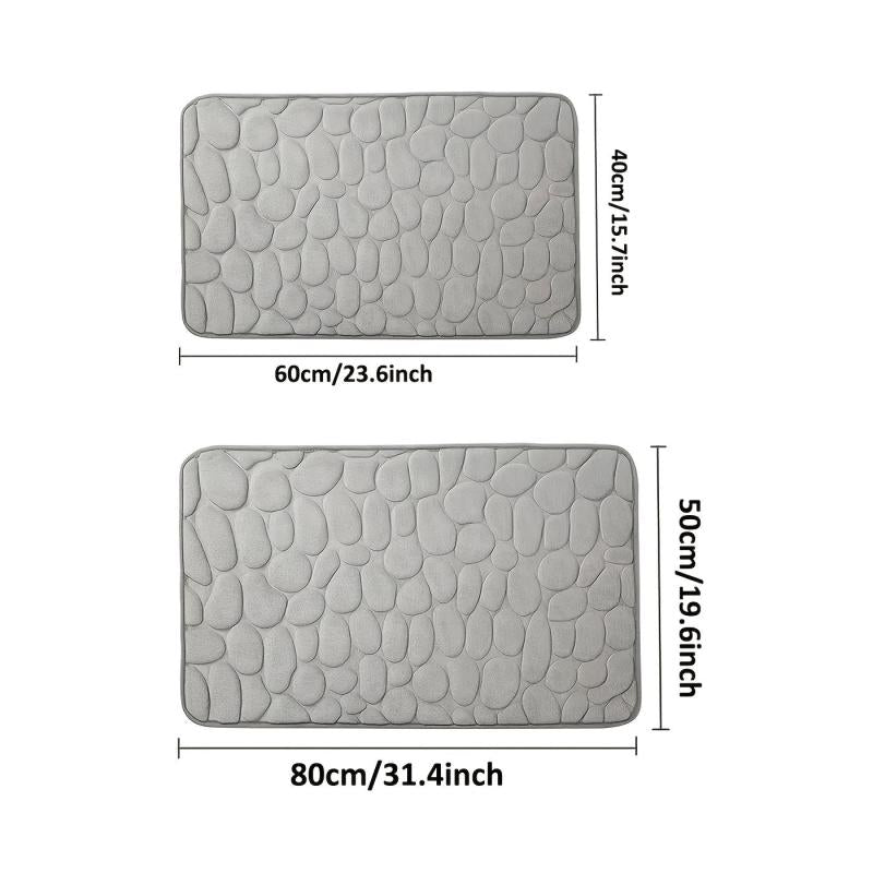 Memory Foam Bath Mat with Cobblestone Embossment Non Slip Washable Soft Rug