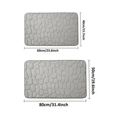 Memory Foam Bath Mat with Cobblestone Embossment Non Slip Washable Soft Rug