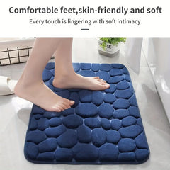 Memory Foam Bath Mat with Cobblestone Embossment Non Slip Washable Soft Rug
