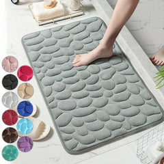 Memory Foam Bath Mat with Cobblestone Embossment Non Slip Washable Soft Rug