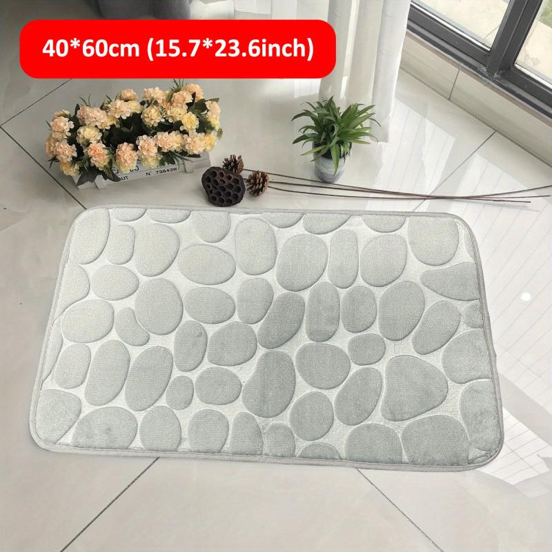 Memory Foam Bath Mat with Cobblestone Embossment Non Slip Washable Soft Rug