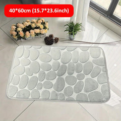 Memory Foam Bath Mat with Cobblestone Embossment Non Slip Washable Soft Rug