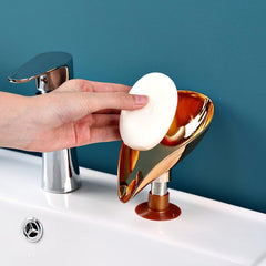 Rose Golden Leaf Soap Dish, Reusable Soap Box for Bathroom, 6.5in x 4.72in