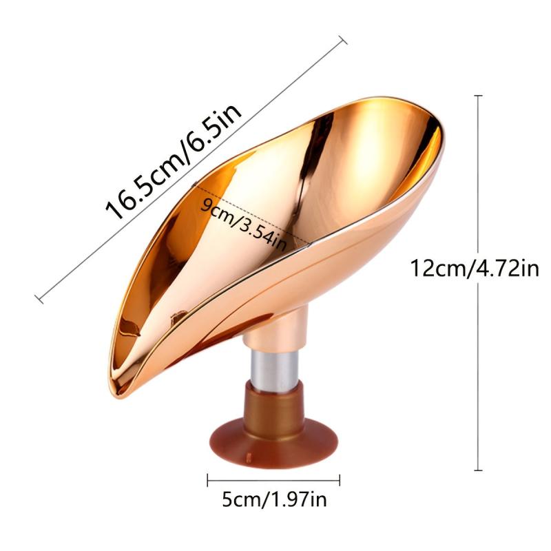 Rose Golden Leaf Soap Dish, Reusable Soap Box for Bathroom, 6.5in x 4.72in