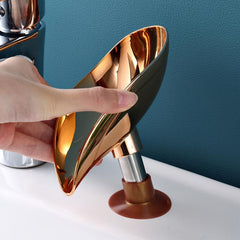 Rose Golden Leaf Soap Dish, Reusable Soap Box for Bathroom, 6.5in x 4.72in