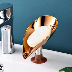 Rose Golden Leaf Soap Dish, Reusable Soap Box for Bathroom, 6.5in x 4.72in