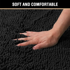 Soft Absorbent Shag Shower Mat Non Slip Bathroom Rug Plush Microfibers