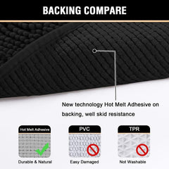 Soft Absorbent Shag Shower Mat Non Slip Bathroom Rug Plush Microfibers
