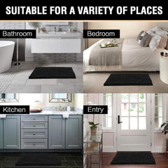 Soft Absorbent Shag Shower Mat Non Slip Bathroom Rug Plush Microfibers