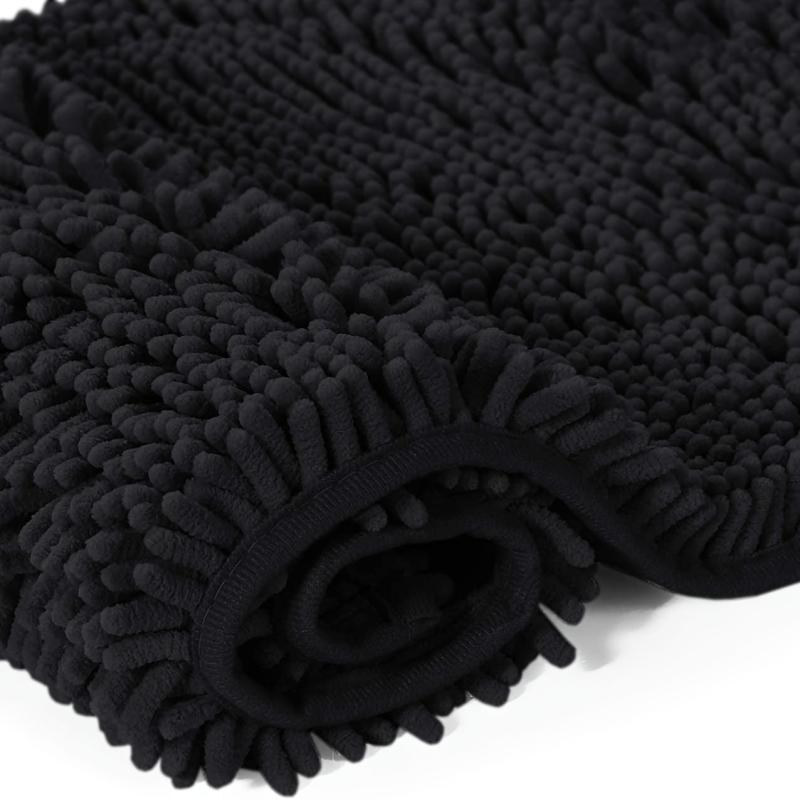 Soft Absorbent Shag Shower Mat Non Slip Bathroom Rug Plush Microfibers
