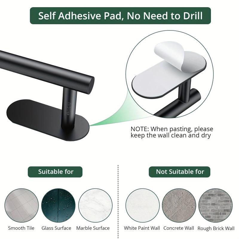 5pcs Self Adhesive Towel Holder Set with Hooks & Toilet Paper Holder
