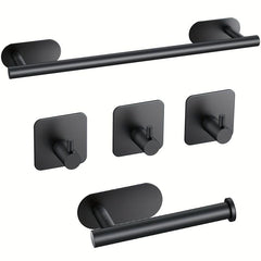 5pcs Self Adhesive Towel Holder Set with Hooks & Toilet Paper Holder