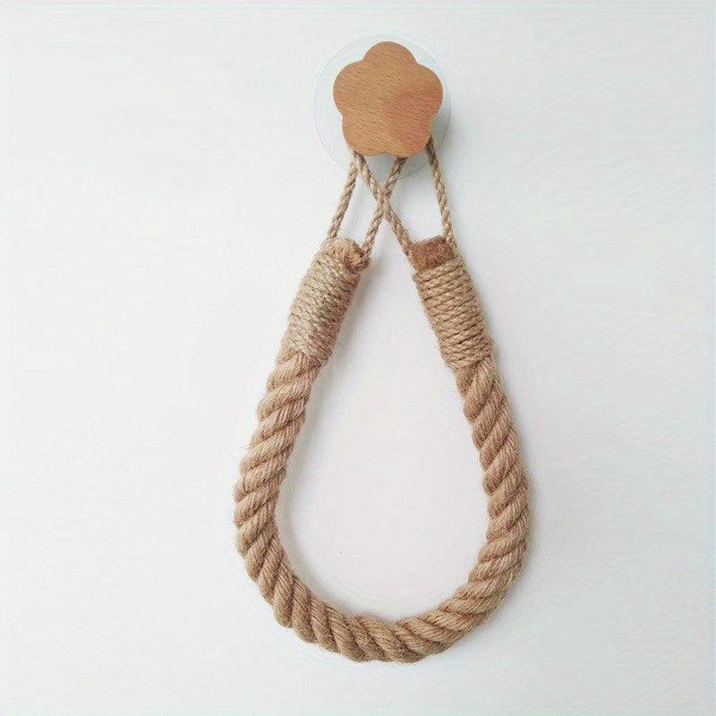 Hemp Rope Toilet Roll Paper Holder Wall Mounted Tissue Storage Rack