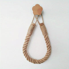 Hemp Rope Toilet Roll Paper Holder Wall Mounted Tissue Storage Rack