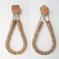 Hemp Rope Toilet Roll Paper Holder Wall Mounted Tissue Storage Rack
