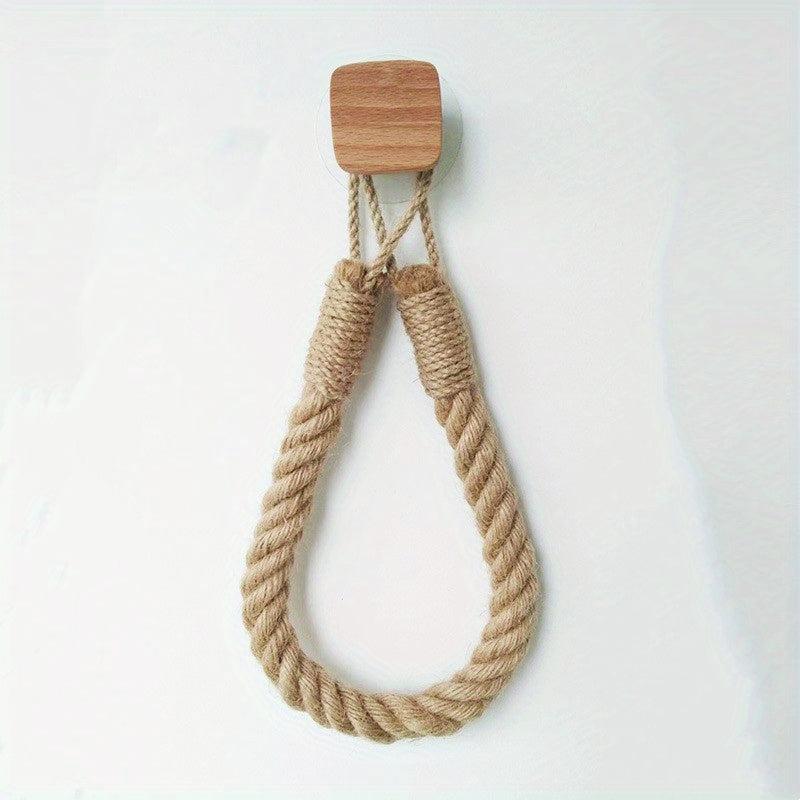Hemp Rope Toilet Roll Paper Holder Wall Mounted Tissue Storage Rack