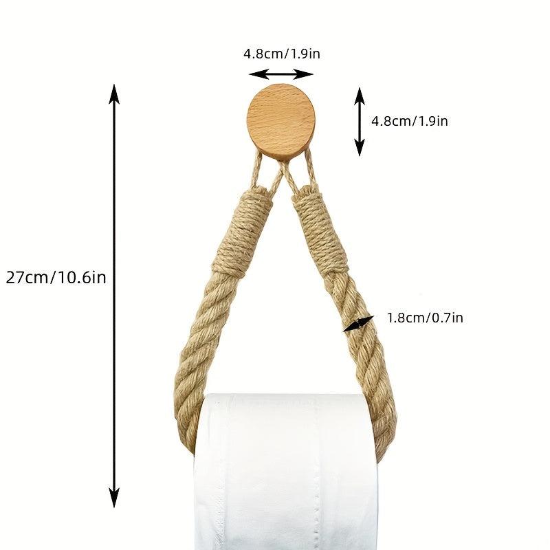 Hemp Rope Toilet Roll Paper Holder Wall Mounted Tissue Storage Rack