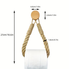 Hemp Rope Toilet Roll Paper Holder Wall Mounted Tissue Storage Rack