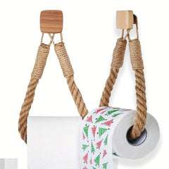 Hemp Rope Toilet Roll Paper Holder Wall Mounted Tissue Storage Rack