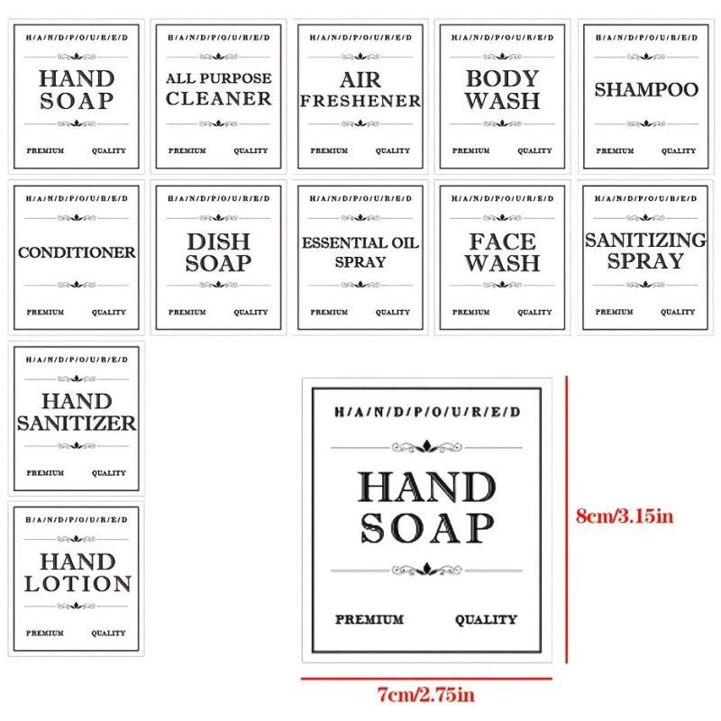 3pcs Soap Dispenser Bottles 500ml with Pump Bathroom Labels